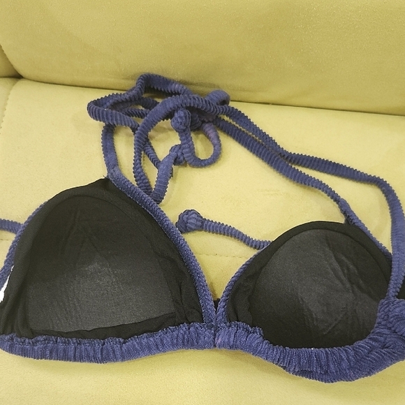 Vtg NWT C.C Blue Halter Bikini Corduroy Set with Adjustable Ties - Picture 10 of 13